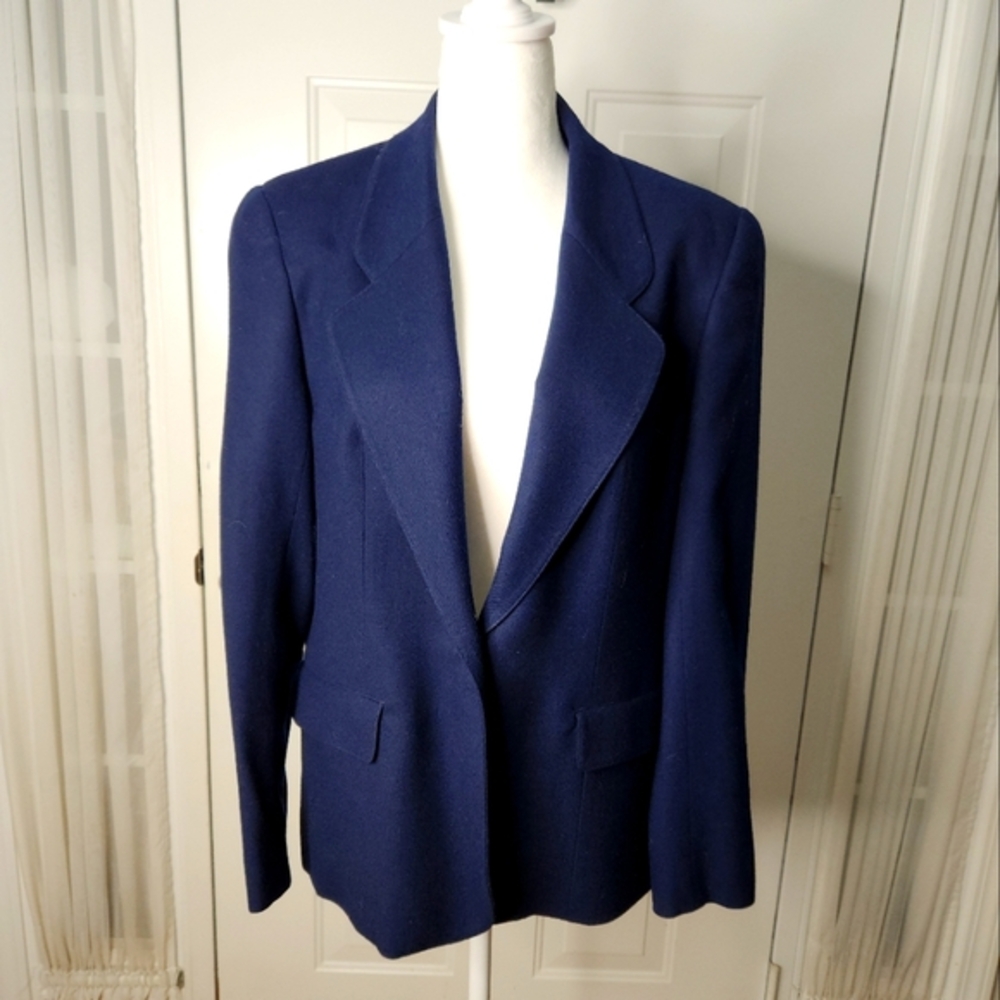 Women's Evan Picone 100% Worsted‎ Wool Navy Blazer  Size 10
